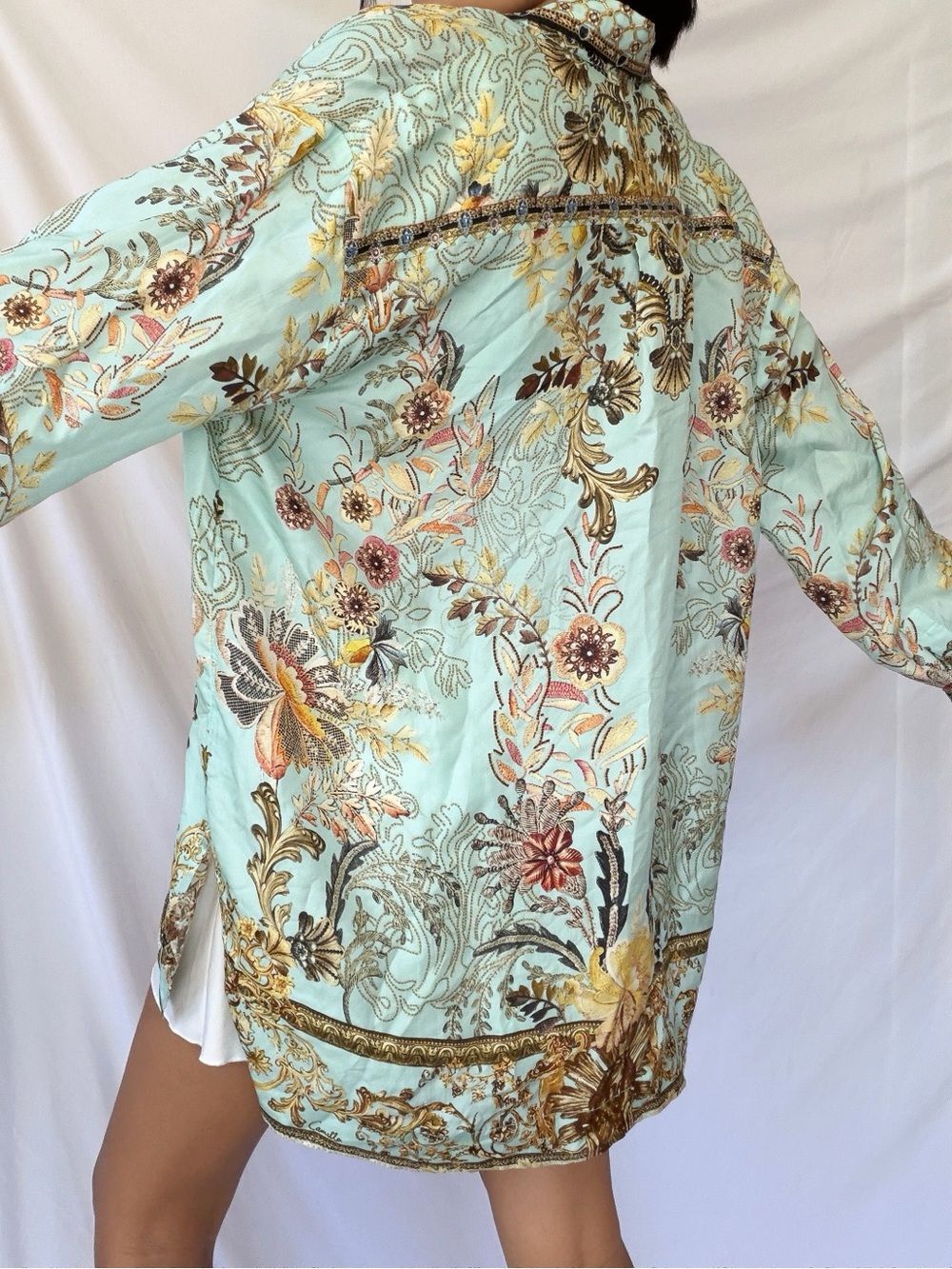 NWT Camilla Silk Single Pocket Shirt Adieu Yesterday Blue Baroque S - Picture 13 of 14